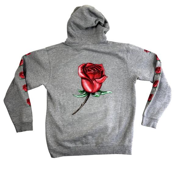 Obey Worldwide Men's M Grey Sweatshirt Hoodie Rose Print Graphic - Picture 6 of 11